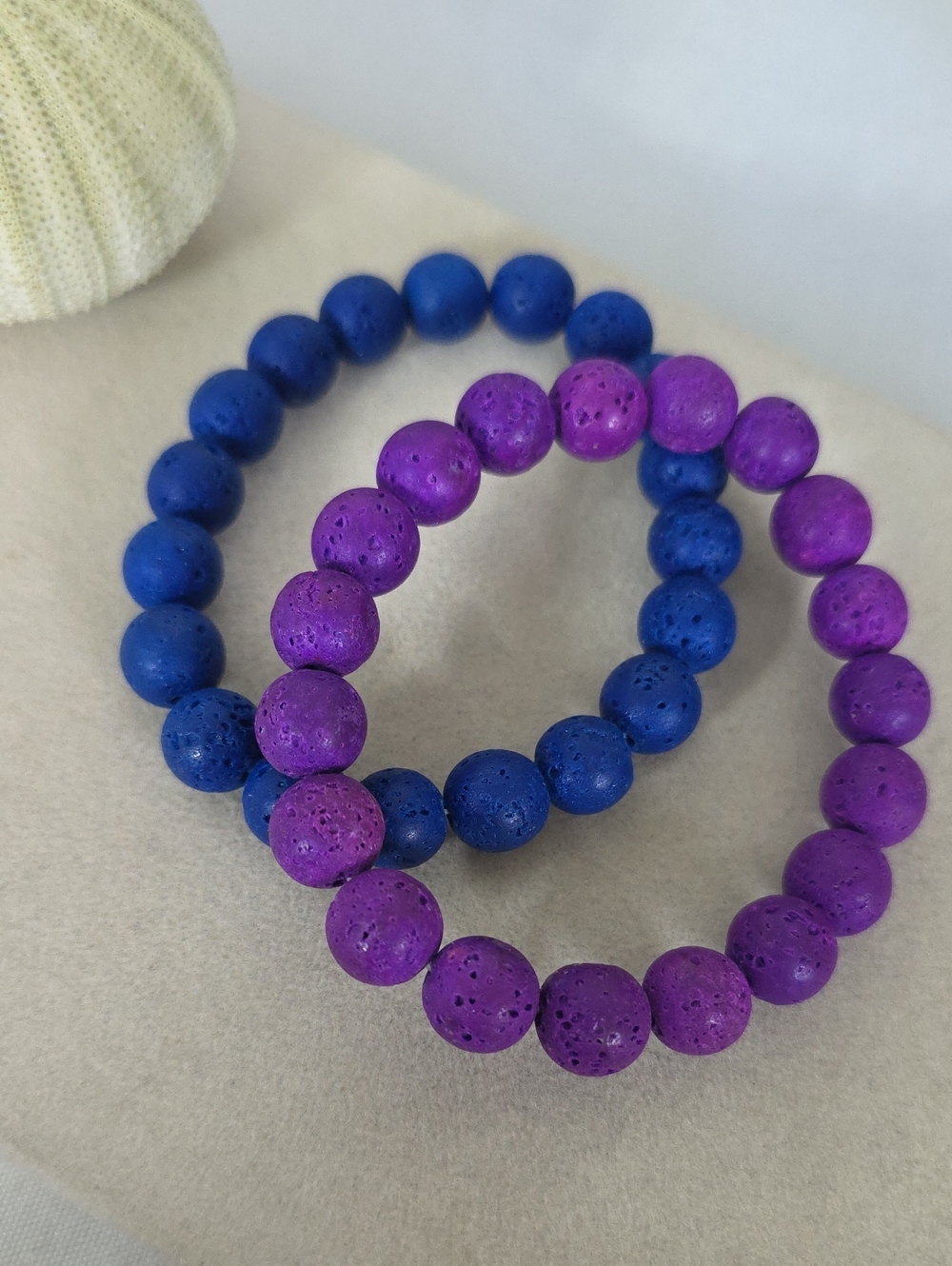 Purple And Blue Lava Stone Stretch Bracelets